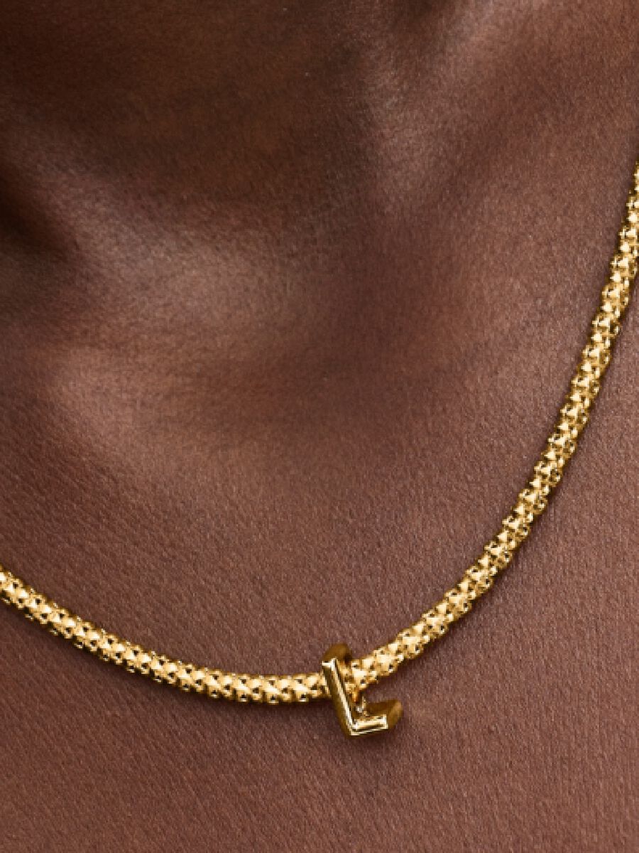 Buchstabe L Alphabet-Mini-Charm 14 Karat Vergoldung Zweitbild