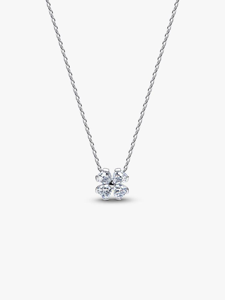 Funkelndes Glückskleeblatt Anhänger-Halskette Sterling-Silber