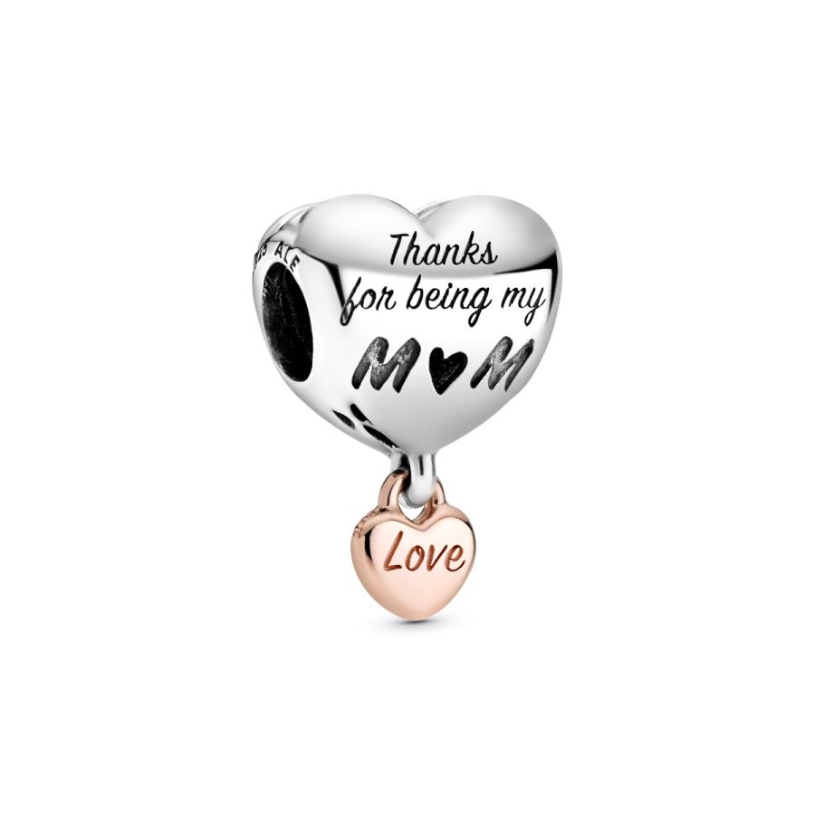 Rose  Charm Love You Mum Herz Sterling-Silber