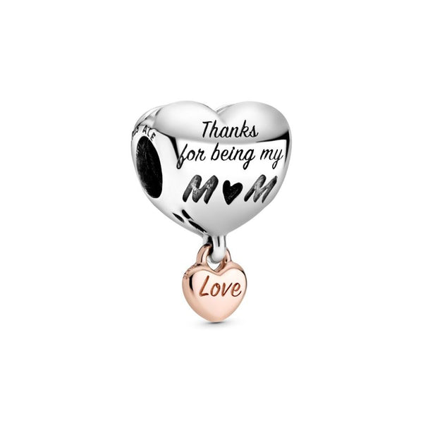 Rose  Charm Love You Mum Herz Sterling-Silber