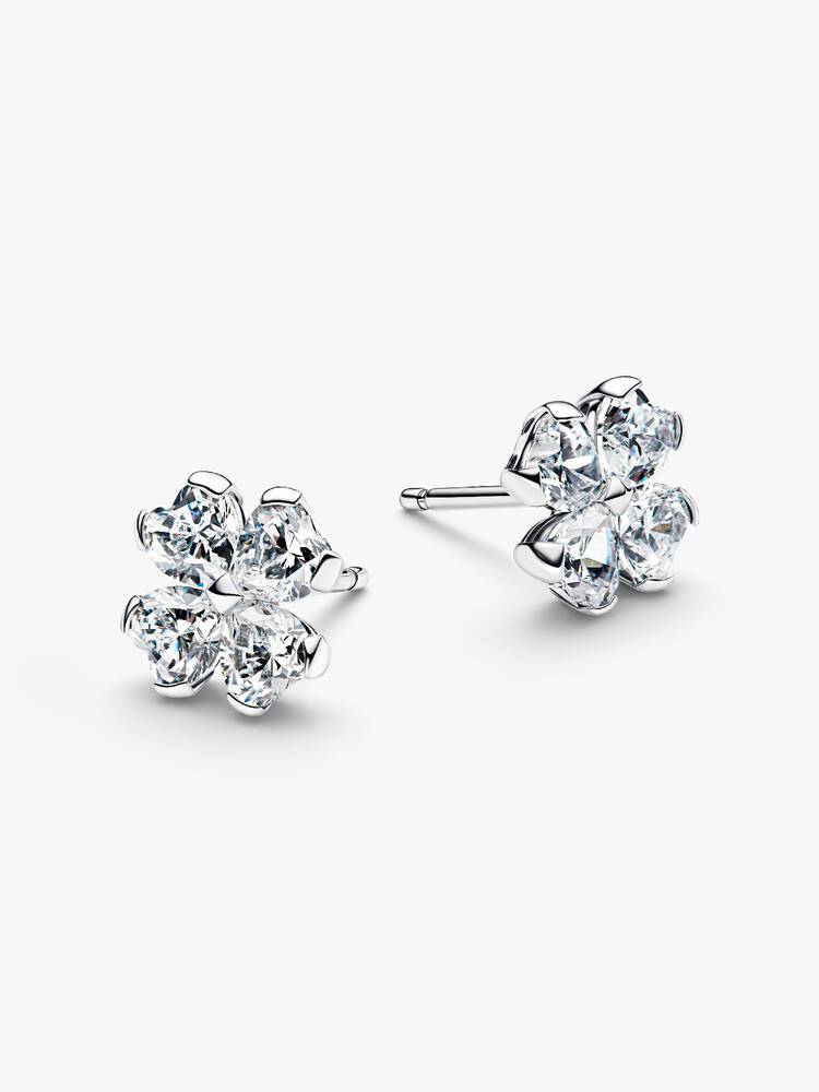 Funkelndes Glückskleeblatt Ohrstecker Sterling-Silber