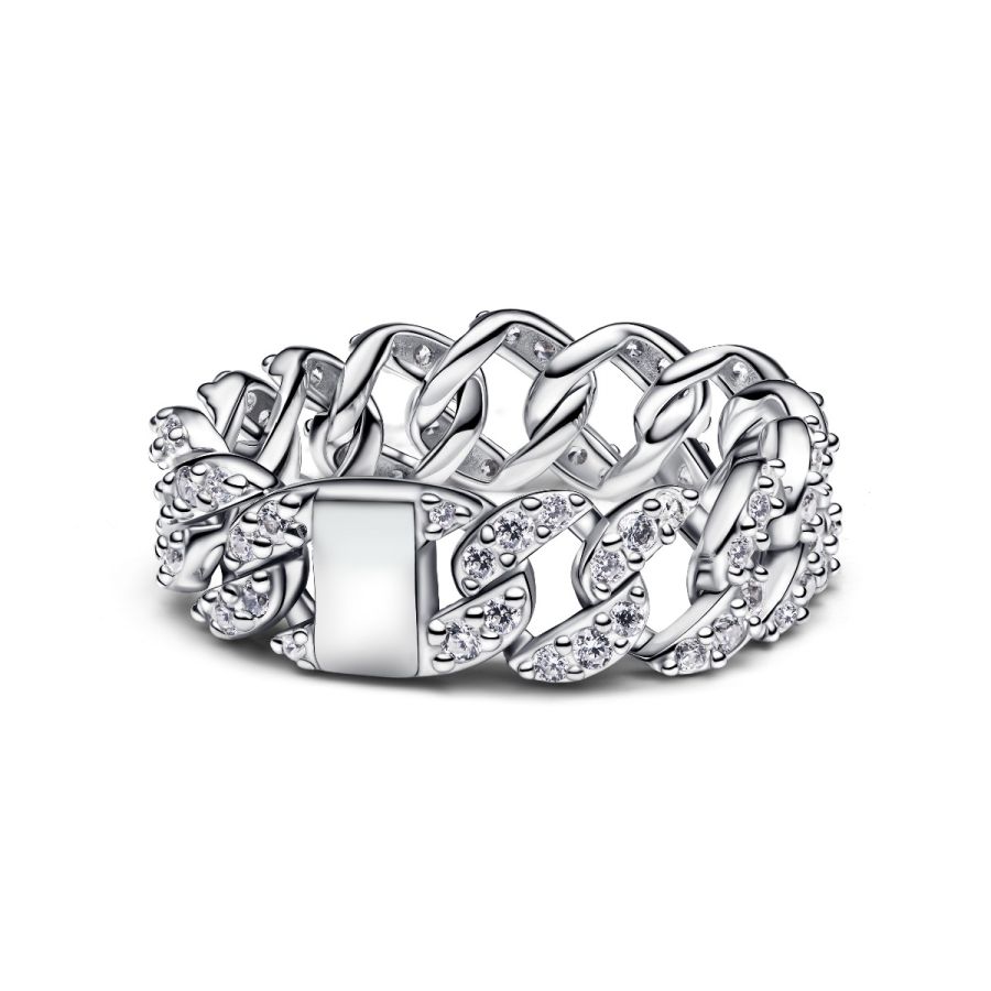 Ketten-Ring Pavé Cuban Zirkon Sterling-Silber