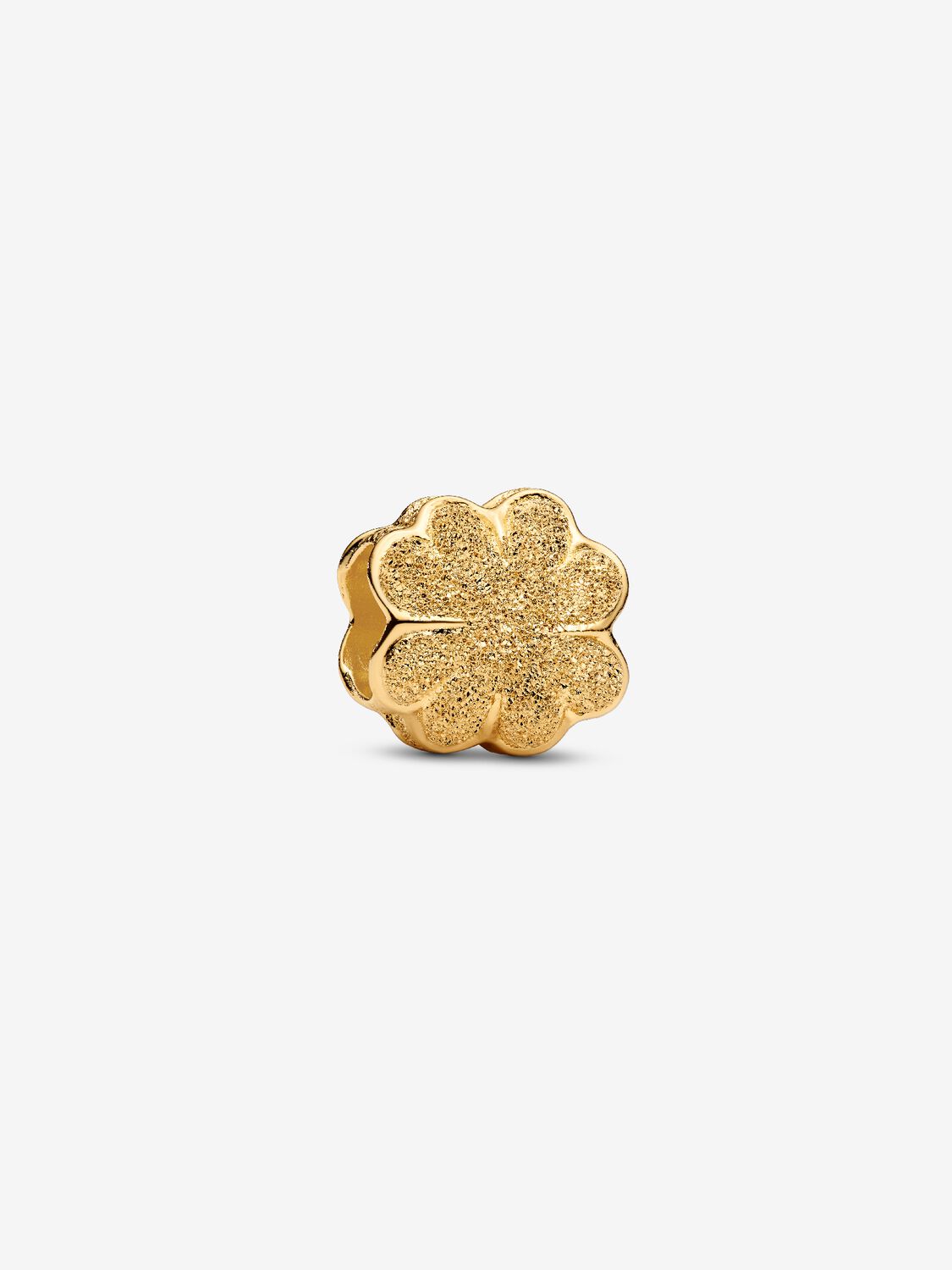 Strukturiertes Kleeblatt Mini-Charm 14 Karat Vergoldung Hauptbild