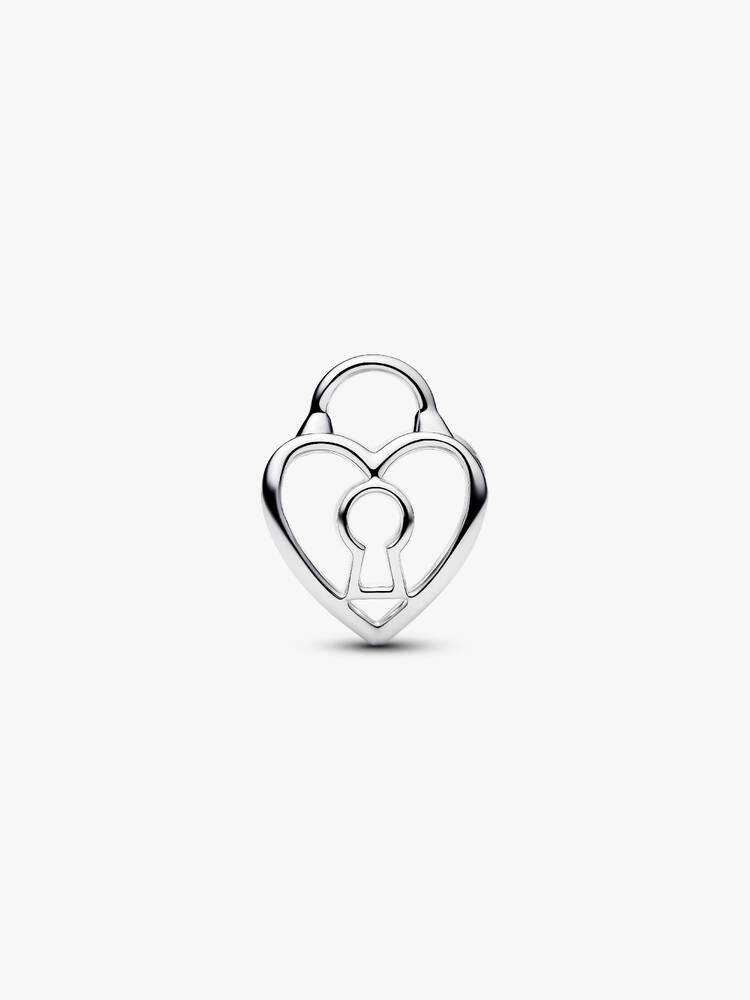 Offen gearbeitetes Herz Vorhängeschloss Charm Sterling-Silber