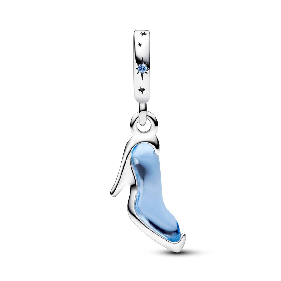 Charm-Anhänger Cinderellas Glasschuh Blau Silber