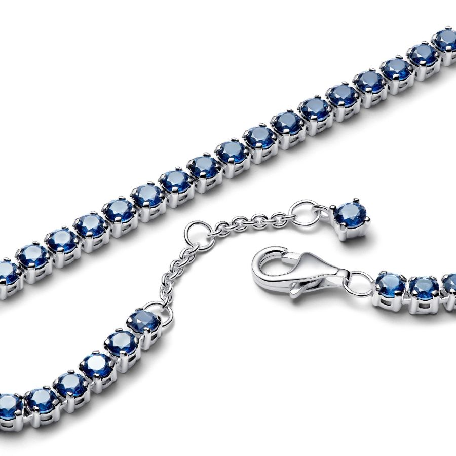 Tennisarmband Funkelnde Blaue Kristalle Silber Zweitbild