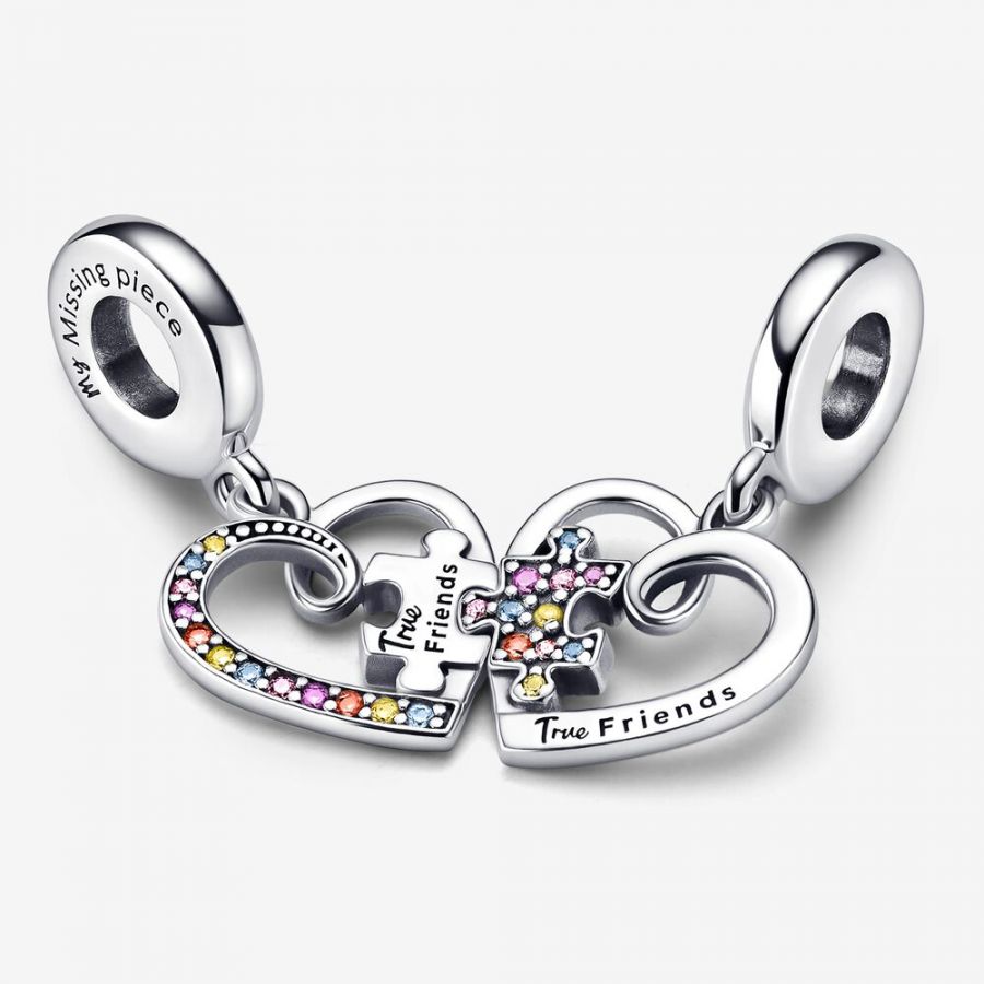 Charm-Anhänger Puzzle Herzen Freundschaft Sterling-Silber