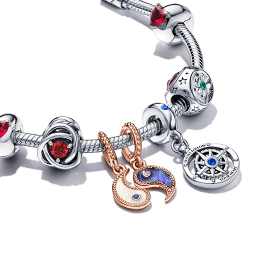 Charm-Anhänger Drehender Kompass Sterling-Silber
