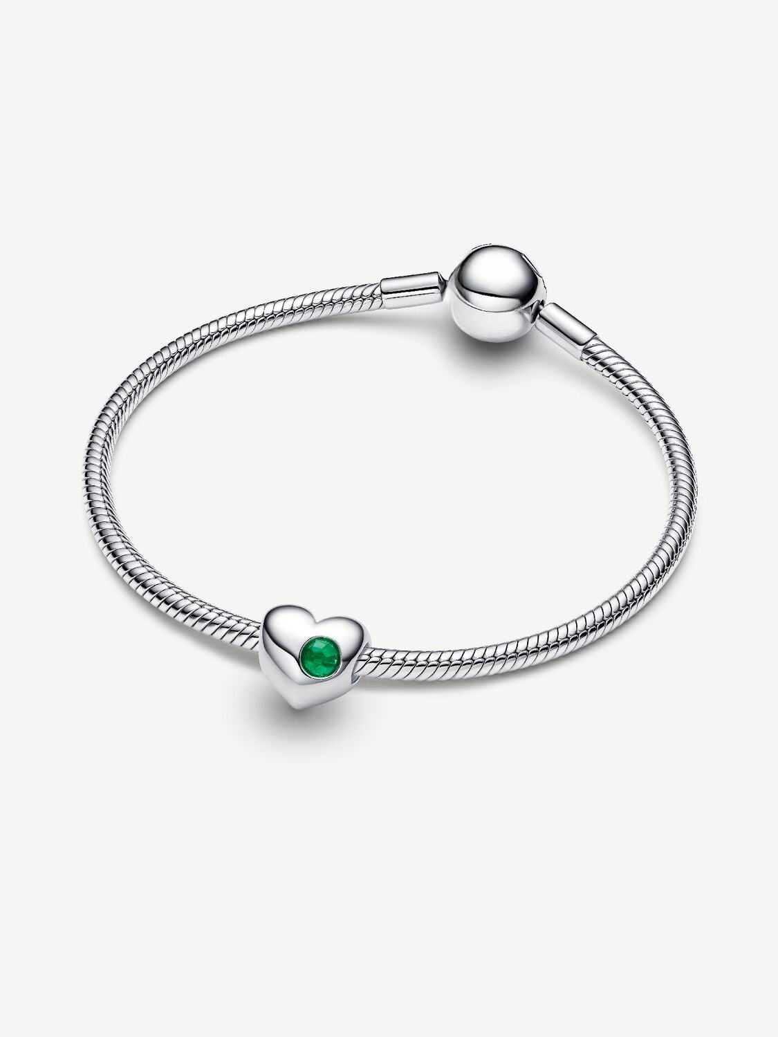 Gravierbares Grüner Stein Herz-Charm Sterling-Silber
