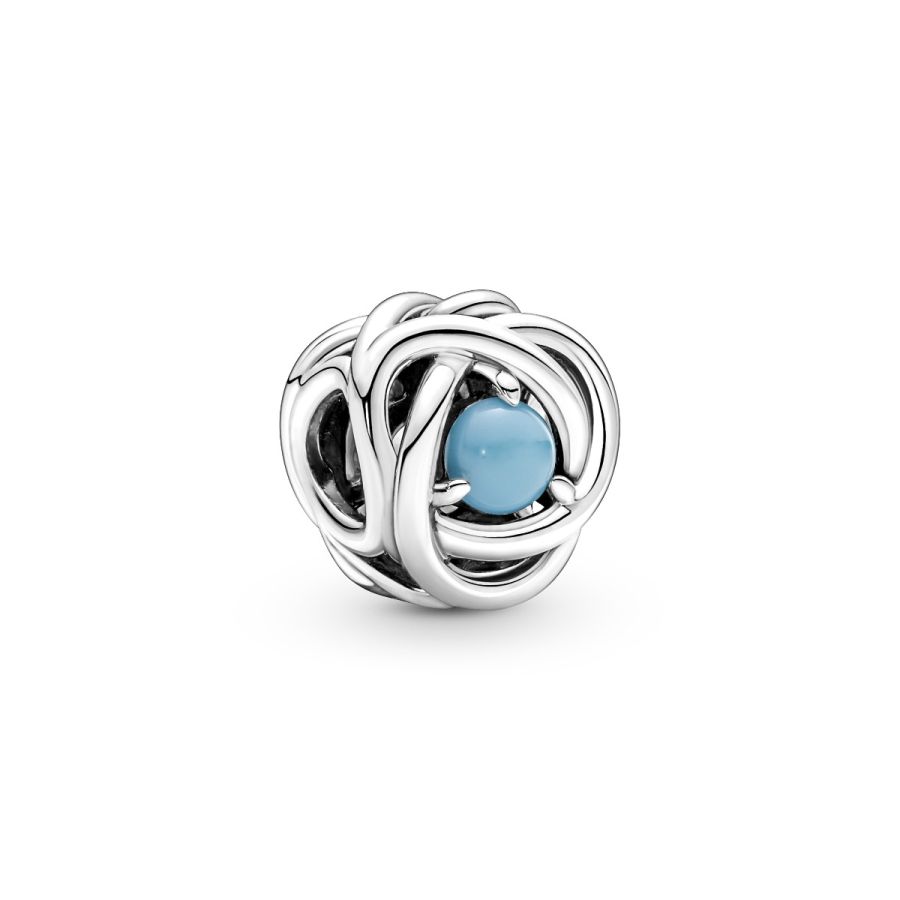 Charm Dezember Geburtsstein Türkis-Blauer Ewigkeitskreis Silber Hauptbild