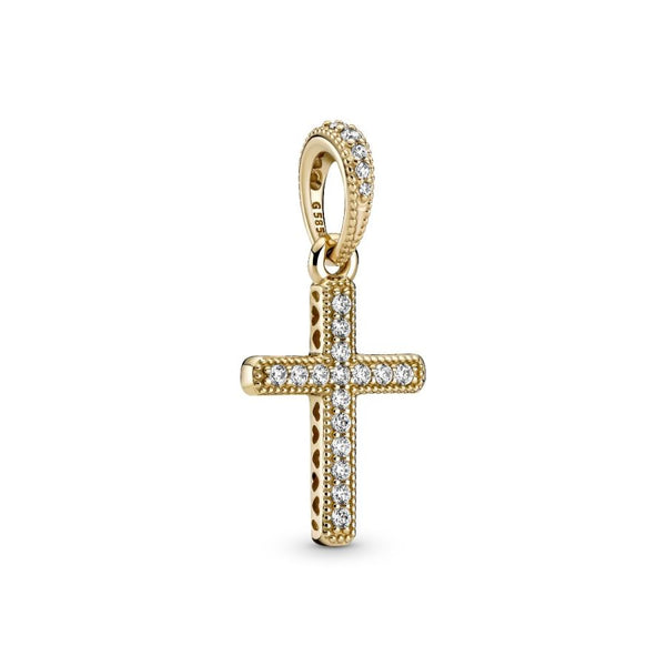 Ketten-Anhänger Funkelndes Kreuz 14k Gelbgold