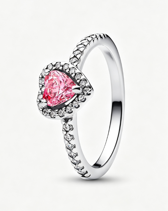 Erhabenes Rosafarbenes Herz Ring