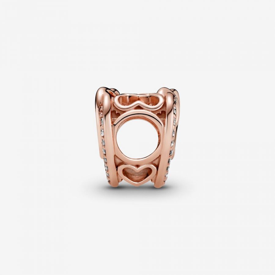 Rose  Charm Funkelnde Verschlungene Herzen Zweitbild