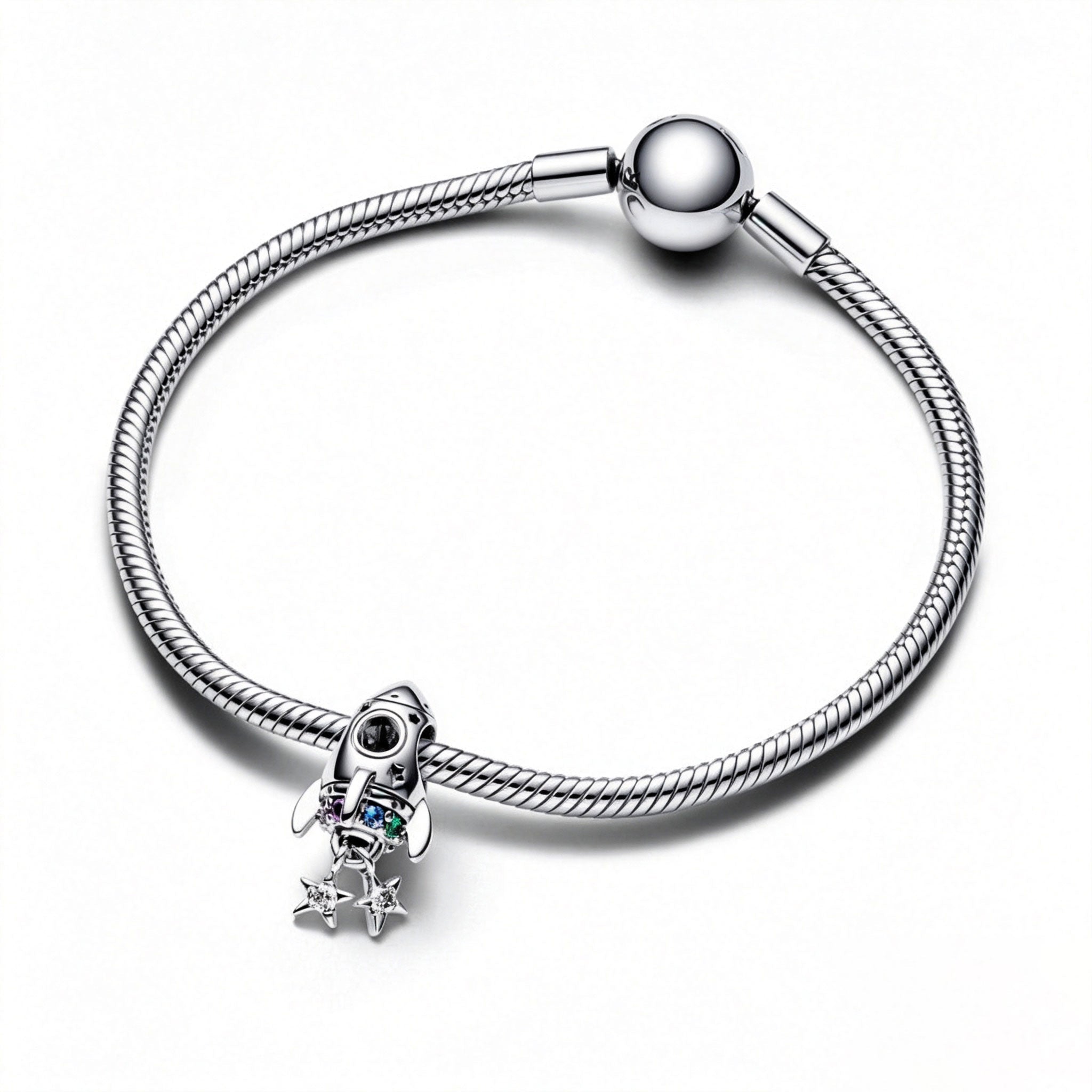 Charm Weltraumliebe Rakete Kristalle Sterling-Silber
