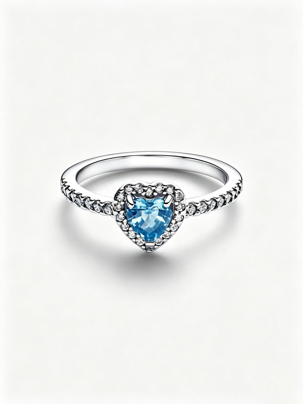 Erhabenes Hellblaues Herz Ring Sterling-Silber