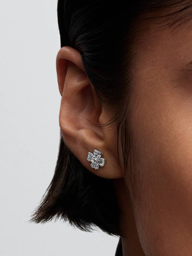 Funkelndes Glückskleeblatt Ohrstecker Sterling-Silber