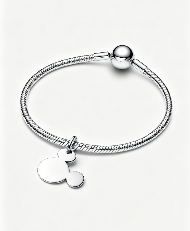 Micky Maus Gravierbarer Charm-Anhänger Sterling-Silber