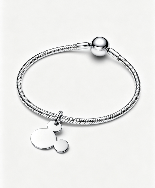 Micky Maus Gravierbarer Charm-Anhänger Sterling-Silber