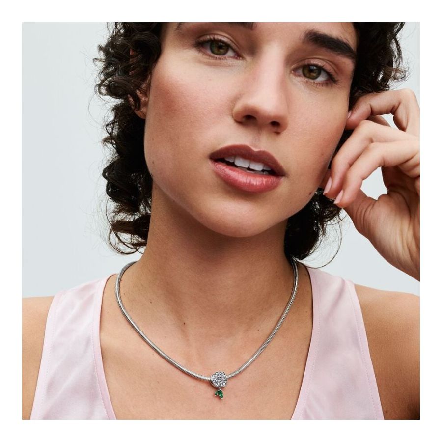 Charm Funkelnde Blühende Rose Zirkon Sterling-Silber