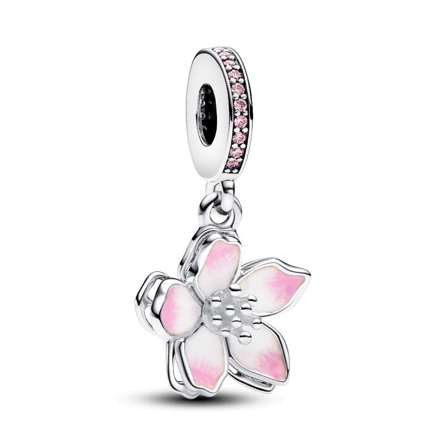 Charm-Anhänger Kirschblüten Zirkonia Silber