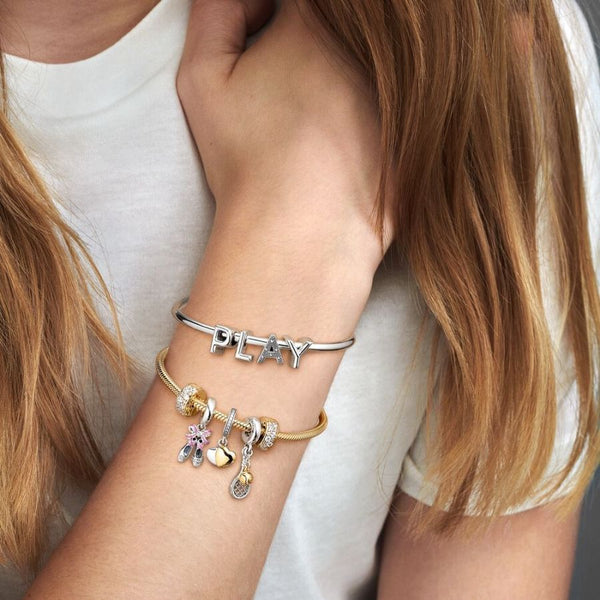Charm Clip Zweireihiges Pavé Sterling-Silber