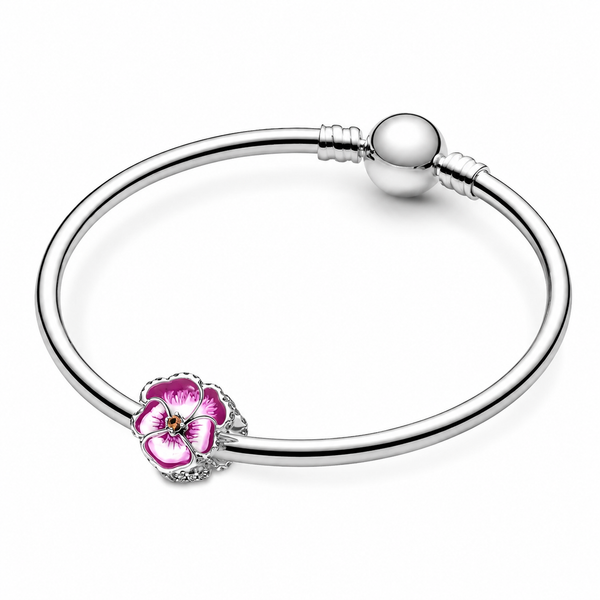 Charm Rosafarbenes Stiefmütterchen Sterling-Silber