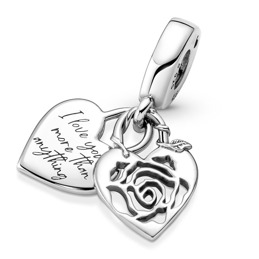 Charm-Anhänger Rose Herzschloss Sterling-Silber