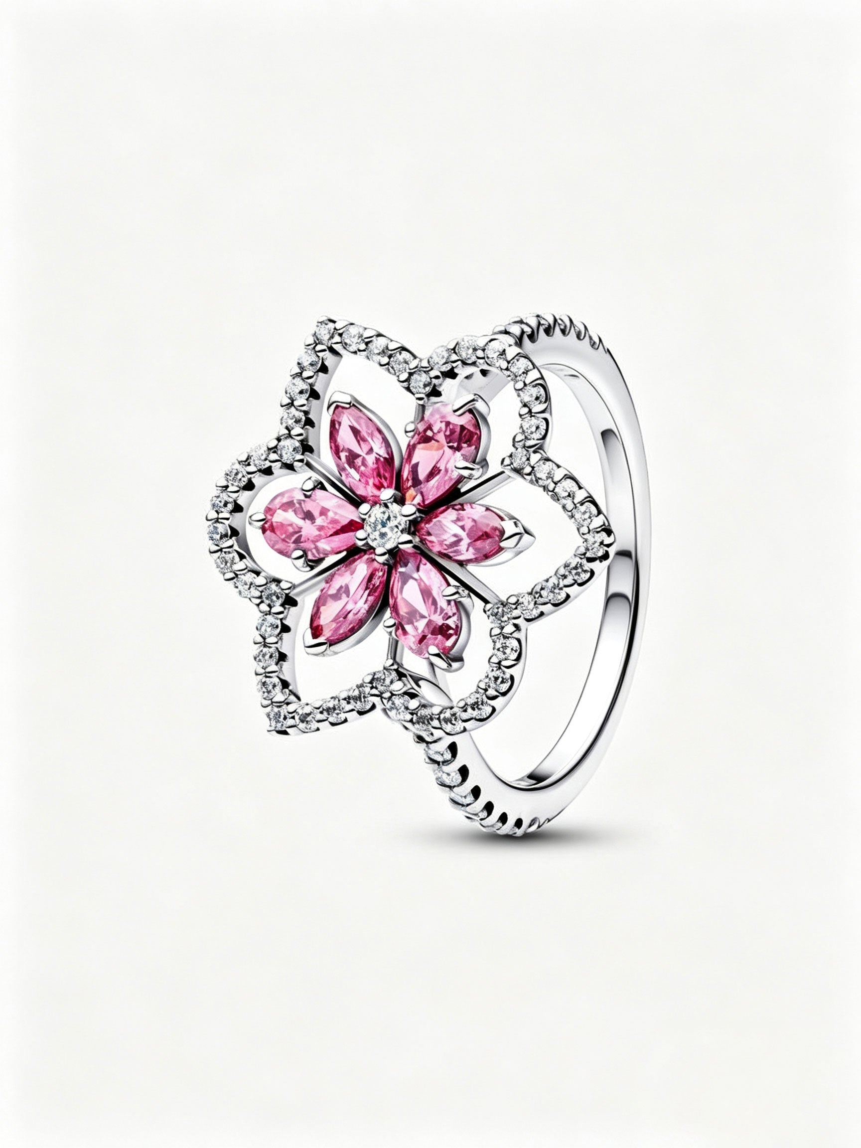 Doppelte Blume Cocktailring Sterling-Silber Hauptbild