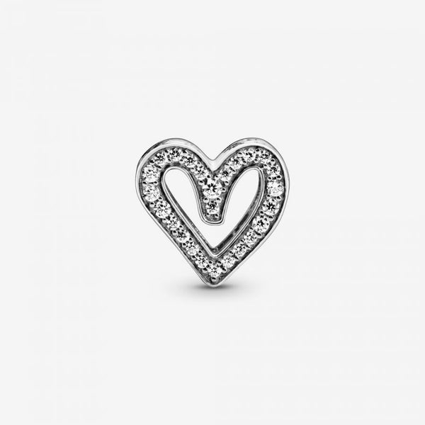 Charm Funkelndes Freihand-Herz Silber