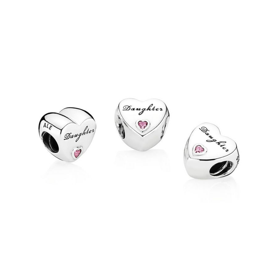 Charm Daughter Herz Tochterliebe Silber Rosa
