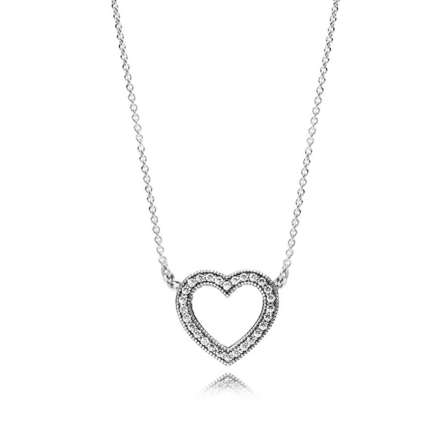 590534CZ Kette Anhänger Herz Sterling-Silber 45 cm