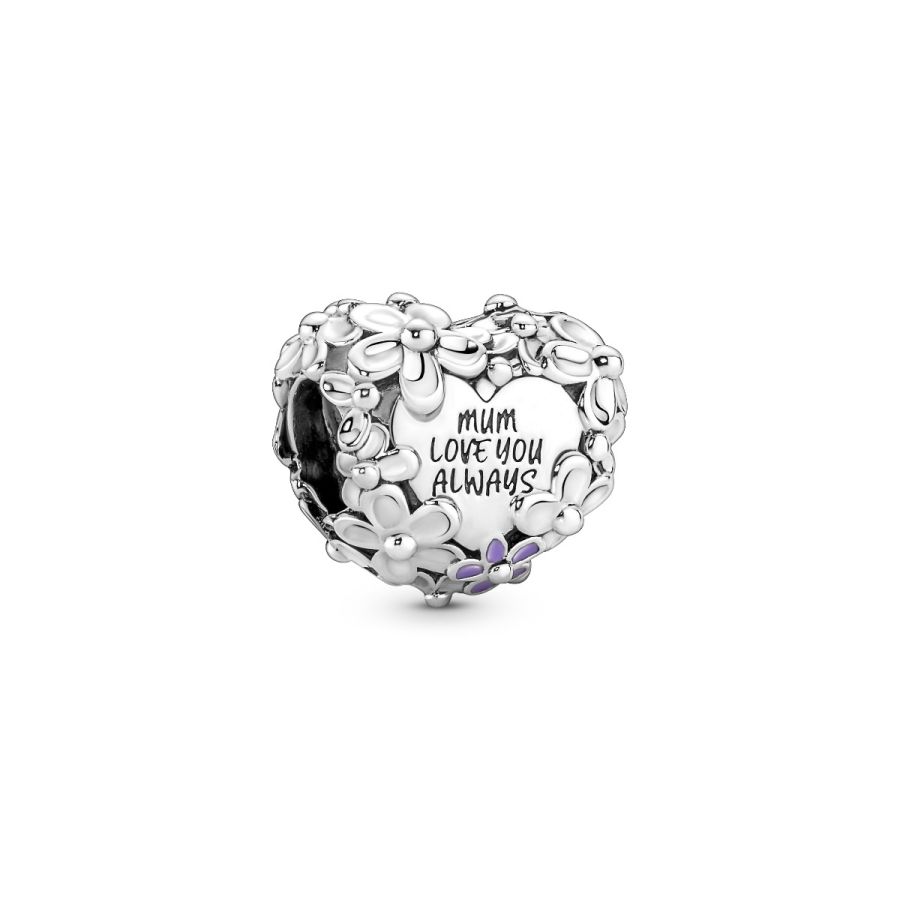 Charm Mum Gänseblümchen Herz Sterling-Silber Hauptbild