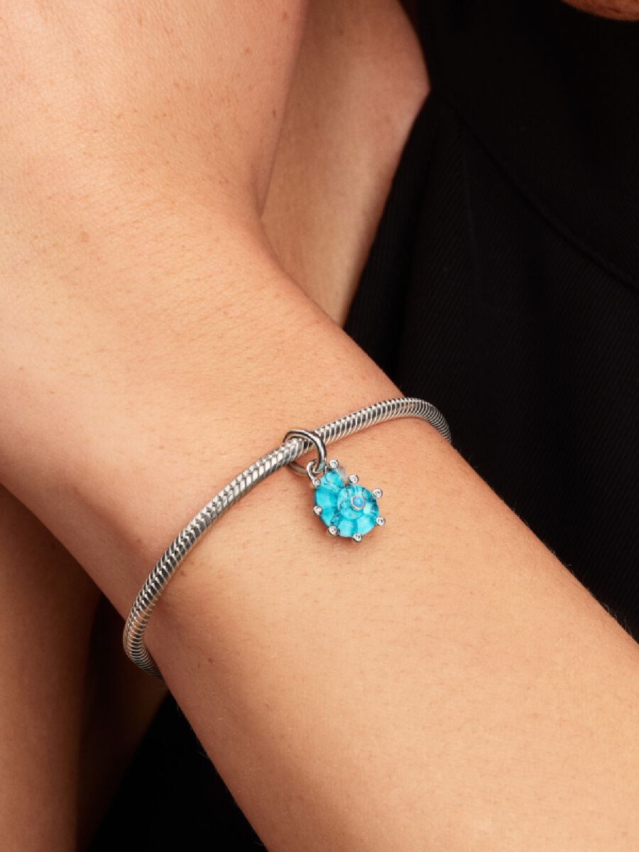 Blaue Murano-Glas Meeresschnecke Charm-Anhänger Sterling-Silber Zweitbild