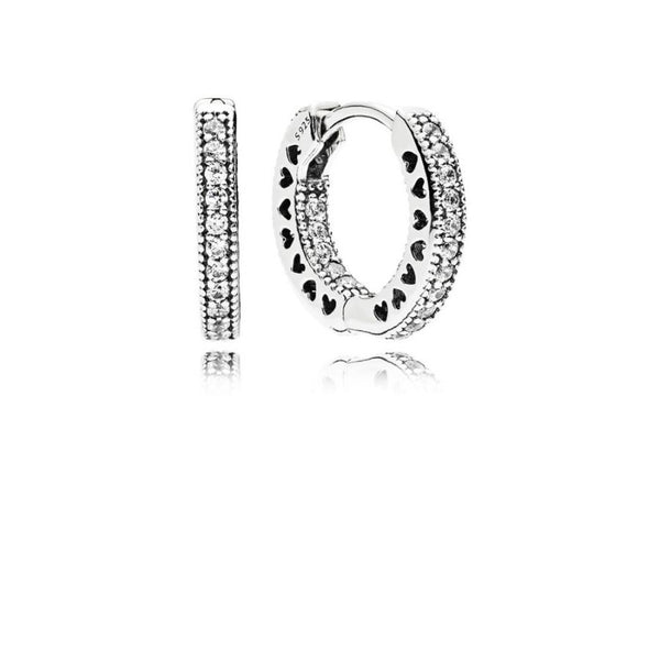 Creolen Ohrringe Pavé-Herz Creolen Sterling Silber