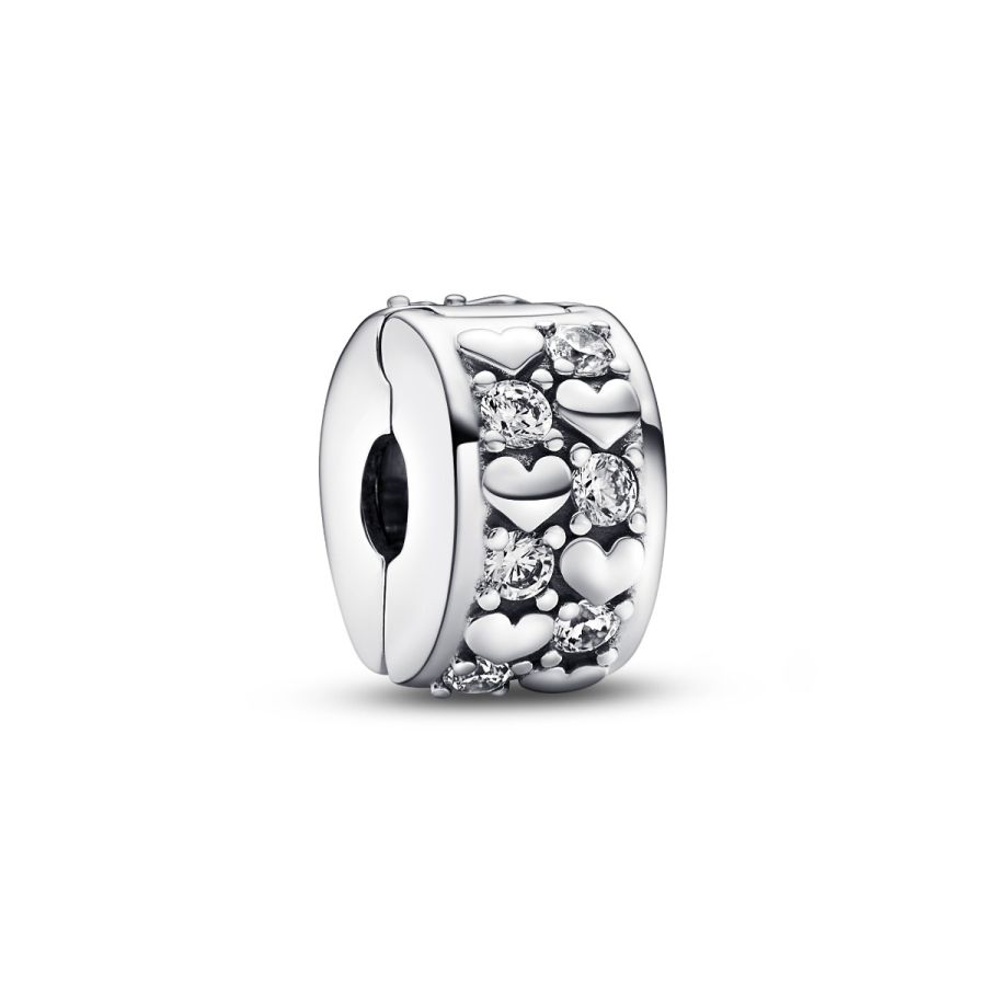 Charm Clip Funkelnder Unendlichkeit Herzen Sterling-Silber Hauptbild
