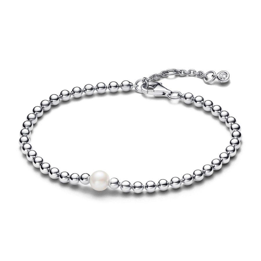 Armband Süßwasserzuchtperle & Kugeln Silber