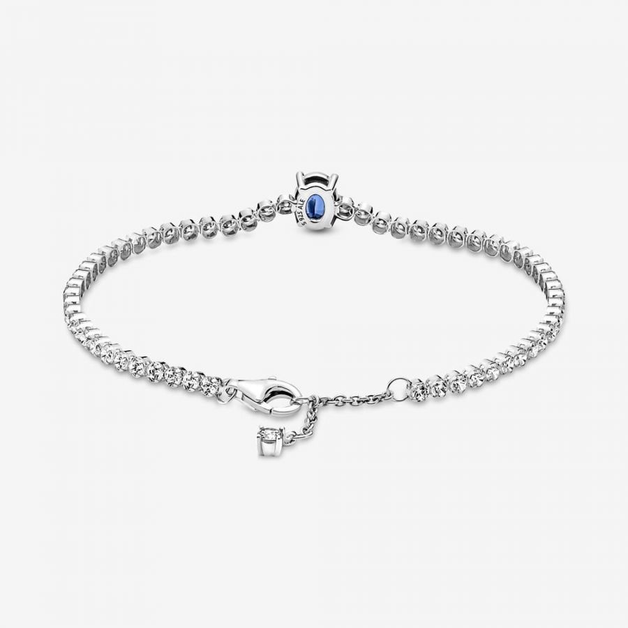 Tennisarmband Funkelnder Pavé Zirkonia Blau Silber Zweitbild