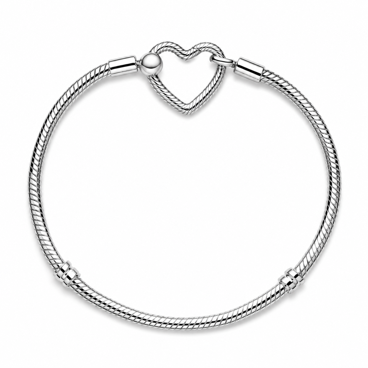 Schlangen-Gliederarmband Moments Herzverschluss Silber