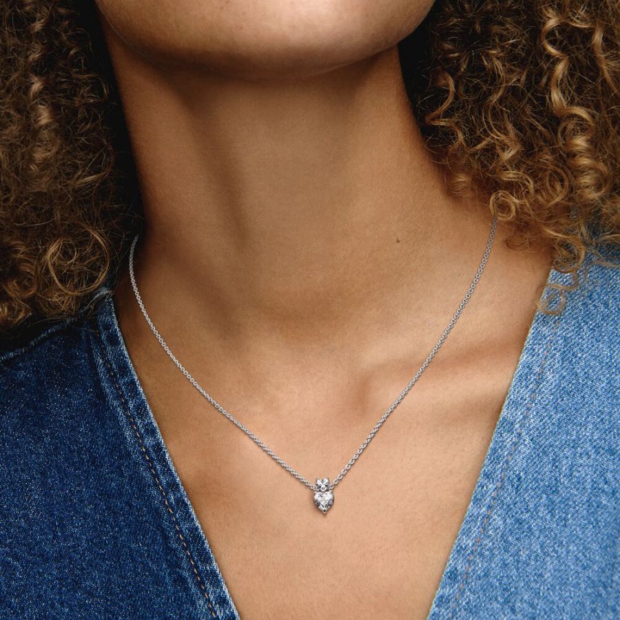 391229C01 Halskette mit Anhänger Doppelherz Sterling-Silber 45 cm Zweitbild
