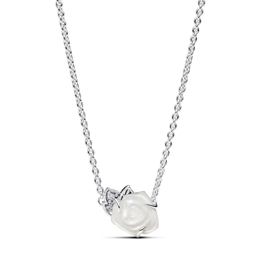 393206C01 Collier Kette Weiße Rose Zirkonia Silber 45 cm Hauptbild