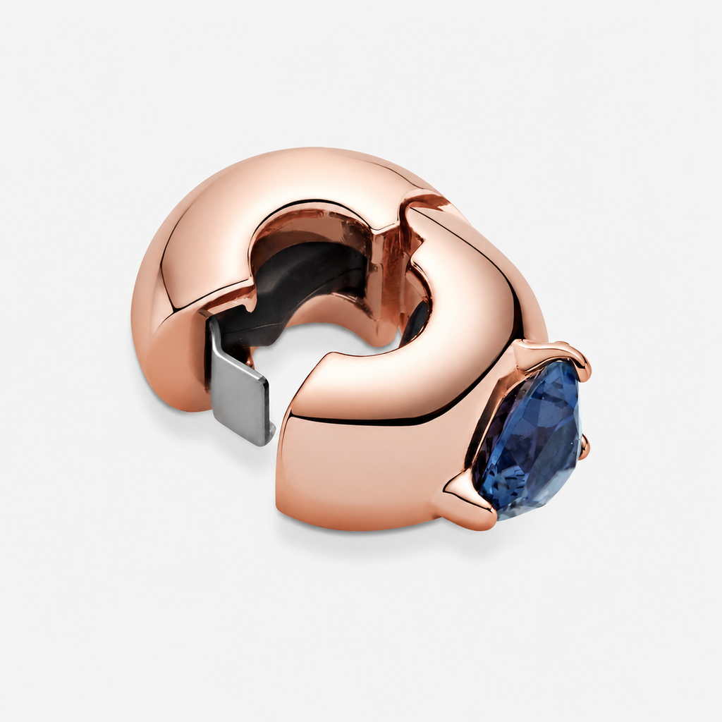 Rose  Clip Charm Blaues Herz Solitär
