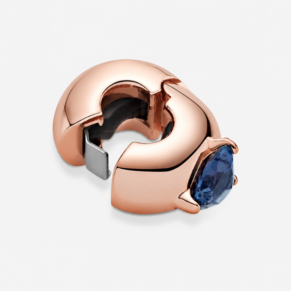 Rose  Clip Charm Blaues Herz Solitär