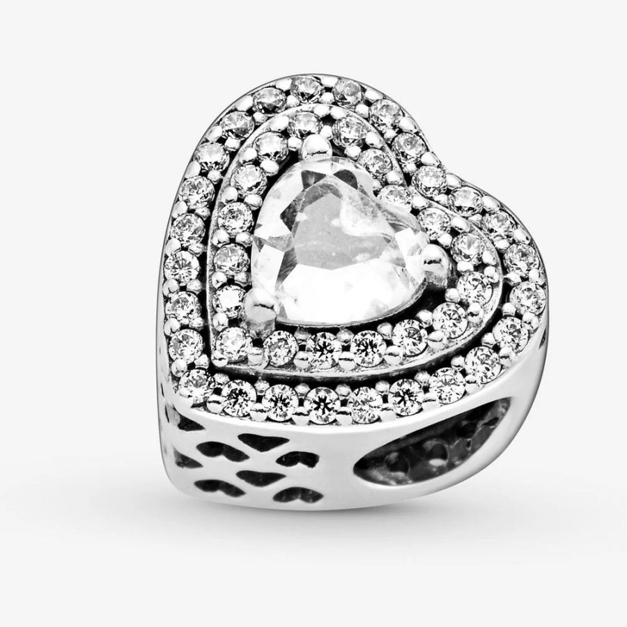 Charm Funkelndes Erhabenes Herz Silber