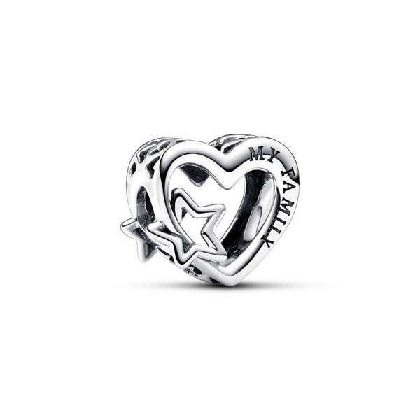 Charm Offen gearbeitetes Familie Herz & Stern Sterling-Silber