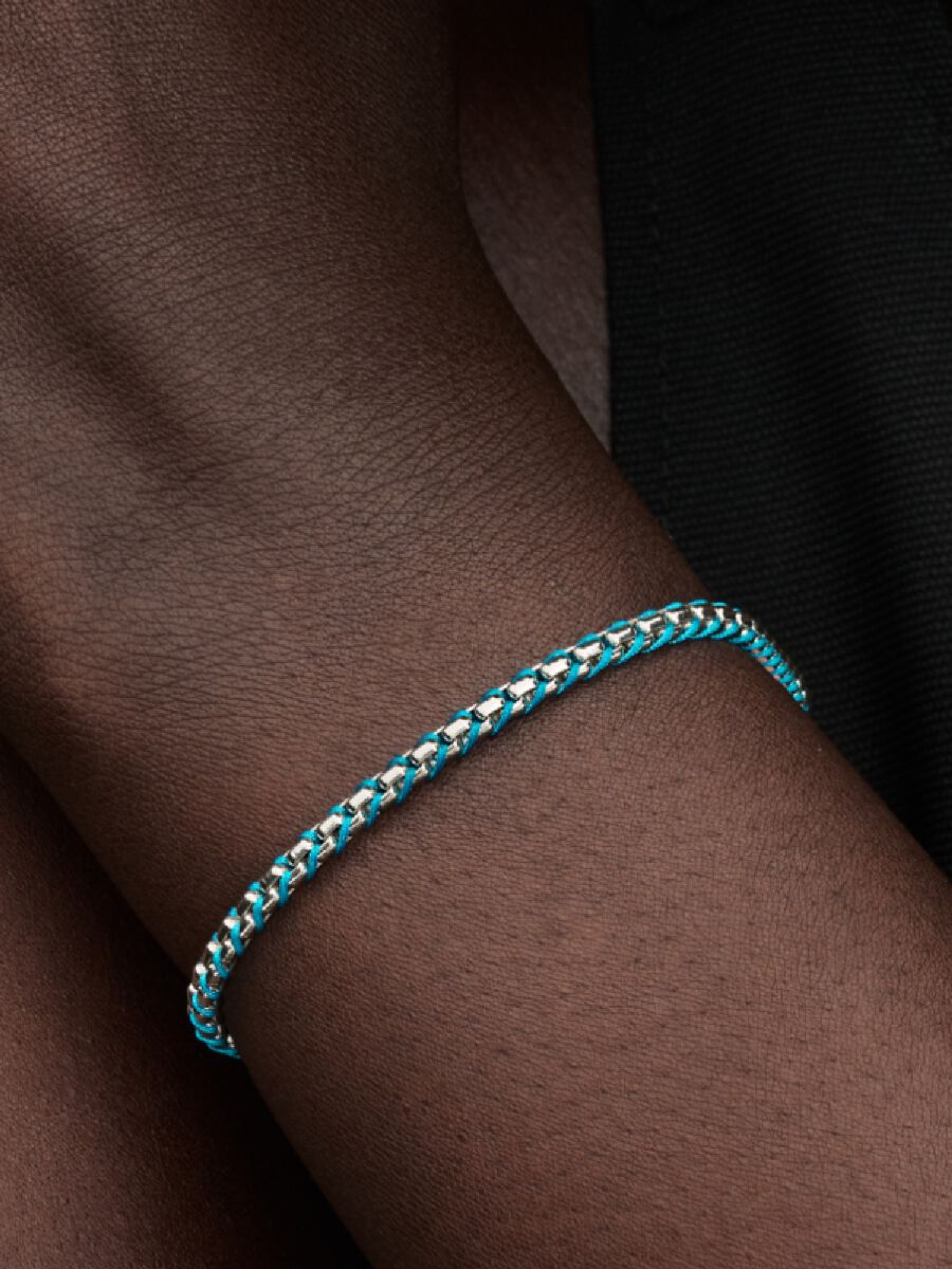 Blaue Kordel Schlangen-Gliederarmband Sterling-Silber