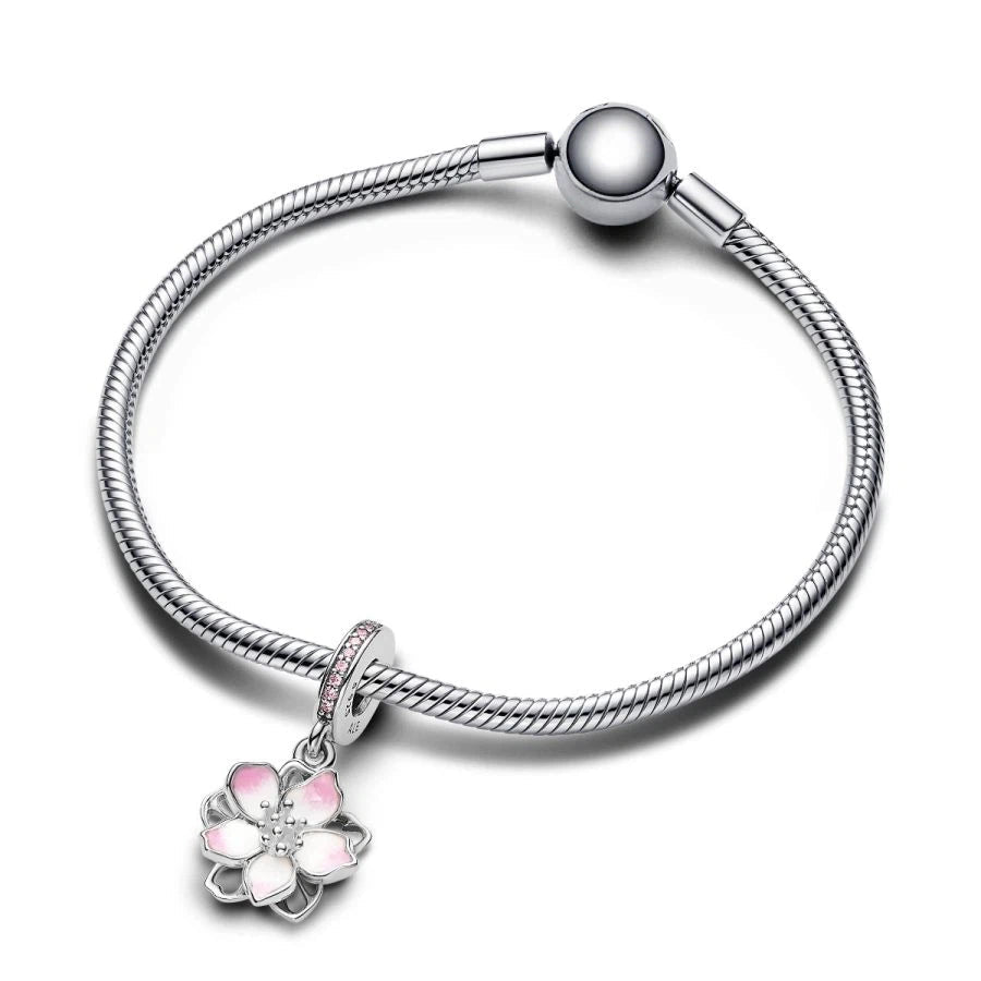 Charm-Anhänger Kirschblüten Zirkonia Silber Zweitbild