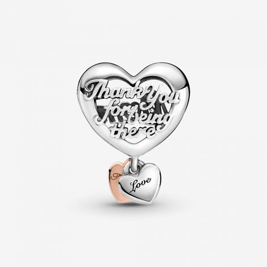Rose  Charm-Anhänger Dankeschön Mum Herz Silber