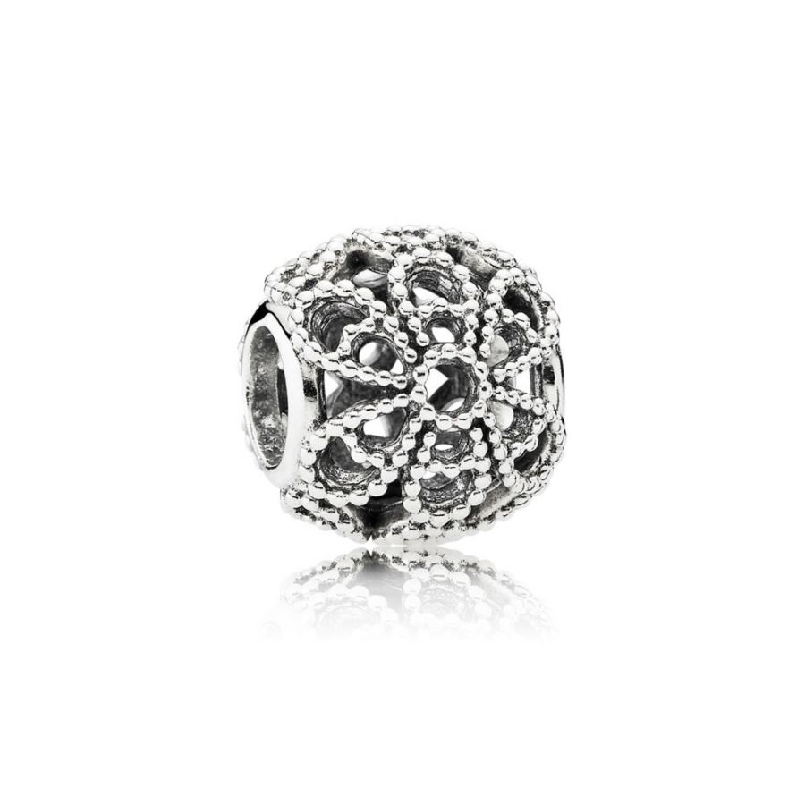 Charm Dame Offen gearbeitete Metallperlen-Blüten Sterling-Silber Hauptbild