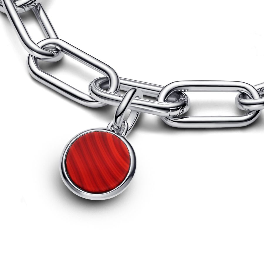 Mini-Medaillon-Charm Gravierbares Rotes Murano-Glas
