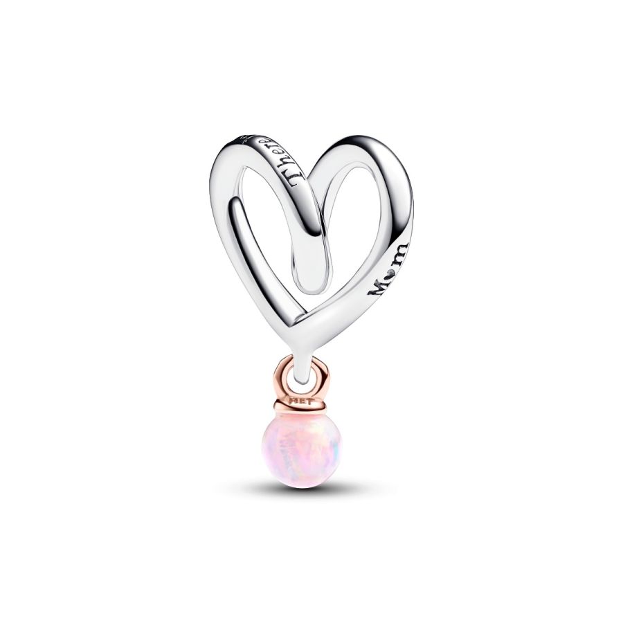 Charm Eingehülltes Herz Opal Rosa Silber Rosé Hauptbild